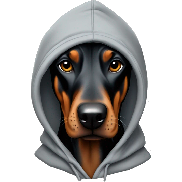 Doberman with hoodie emoji