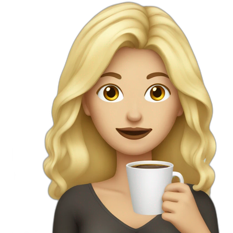 blonde hair woman graphic designer drinking coffee emoji