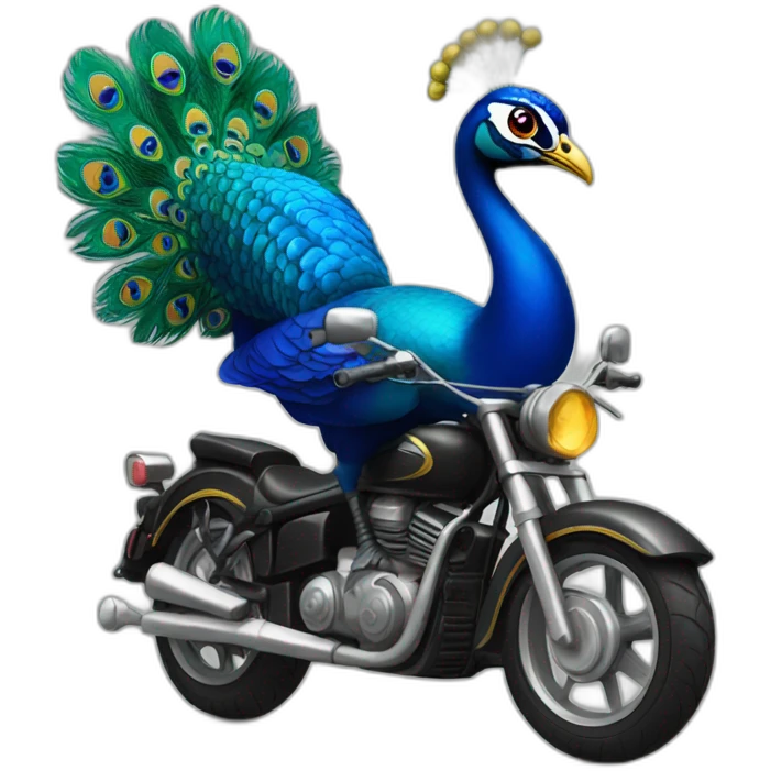Peacock on the motorcycle emoji