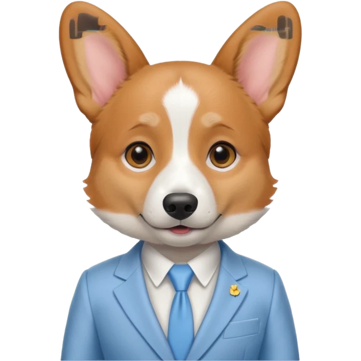 perrita caricatura gorgi gales ejecutiva con ropa celeste claro mujer tipo entrevistadora emoji