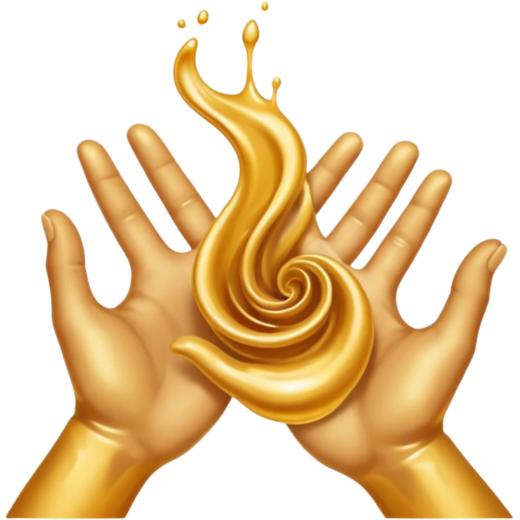 Golden liquid around the dancing hands emoji