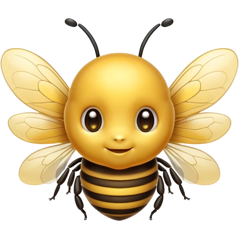Cinematic Cute Bee Portrait Emoji, Head tilted playfully and inquisitively, featuring a delightfully small, fuzzy body with bright, sparkling eyes and adorable, delicate wings, Simplified yet irresistibly adorable features, highly detailed, glowing with a warm, inviting glow, high shine, affectionate and lively, stylized with a touch of whimsical honeyed charm, soft glowing outline, capturing the essence of a mischievous yet endearing bee that seems as if it could buzz out of the screen into your arms! emoji