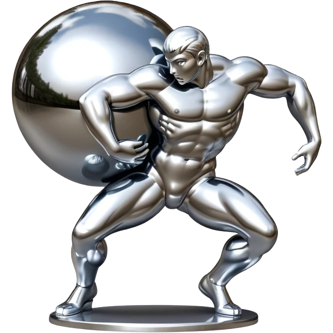 sorayama Sisyphus carrying big sphere on his back sculpture emoji
