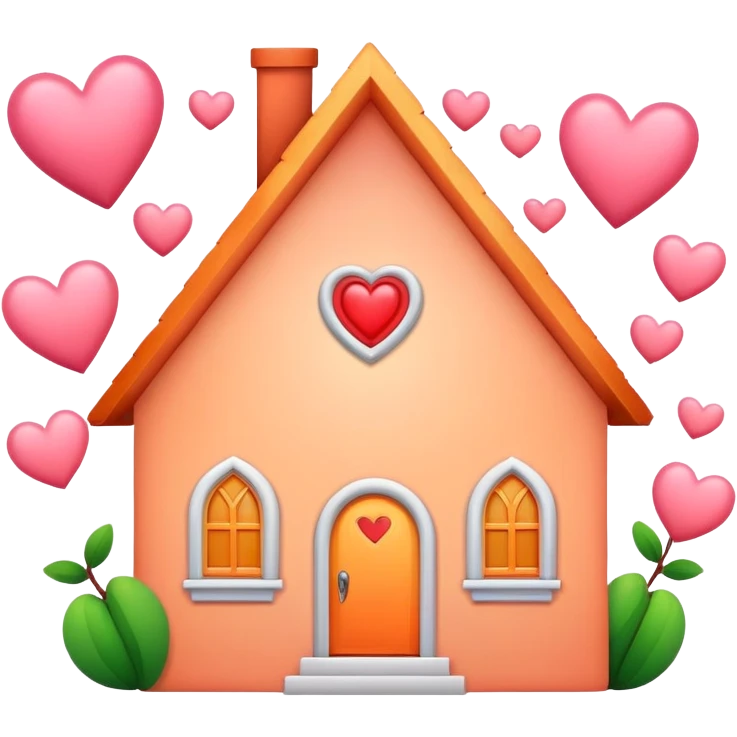 peach color home with hearts around emoji