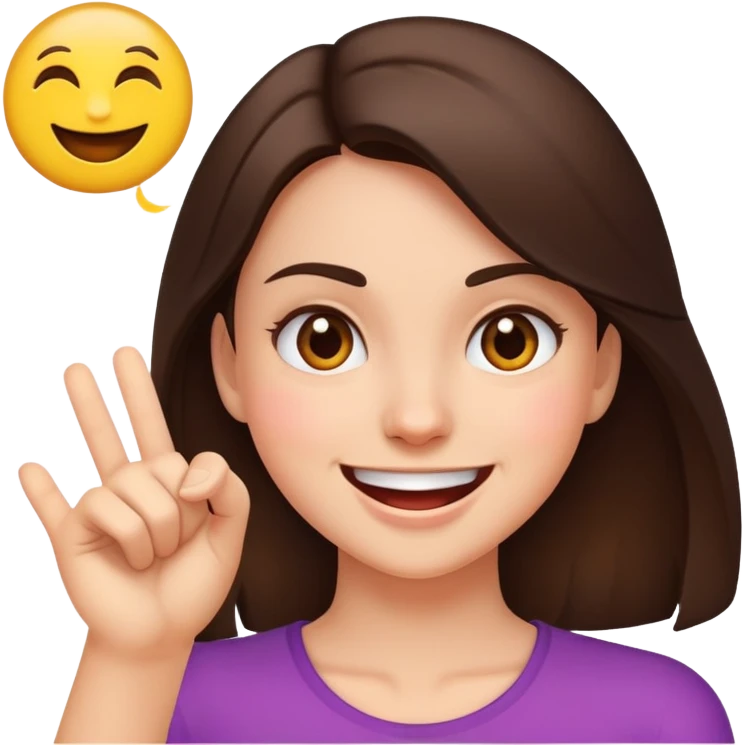 A smiling emoji punching a brunette girk emoji