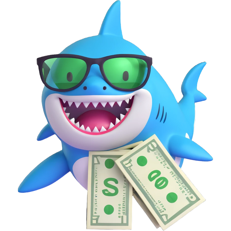 shark with green money glasses emoji