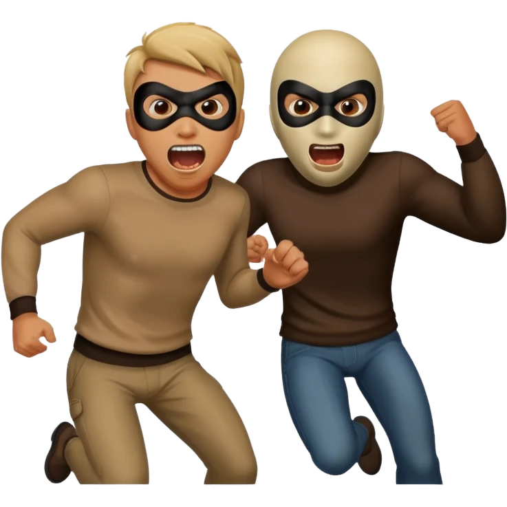 A man getting chased by a robber, screaming emoji