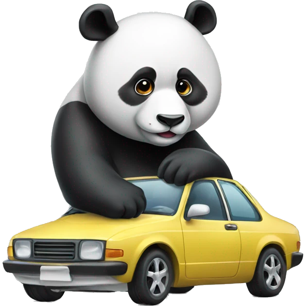 panda with a cool car emoji