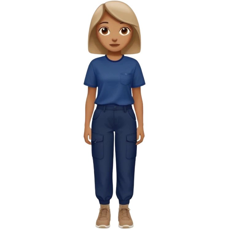 woman wearing baggy clothes - shirt = brown pants = Navy blue  emoji