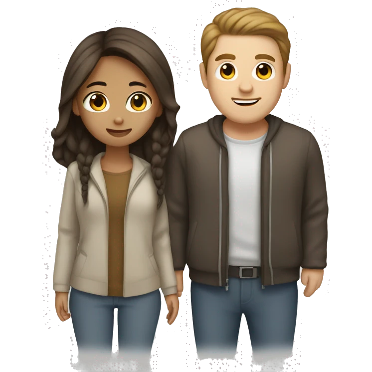 Brown haird asian girl with brown hair white guy emoji