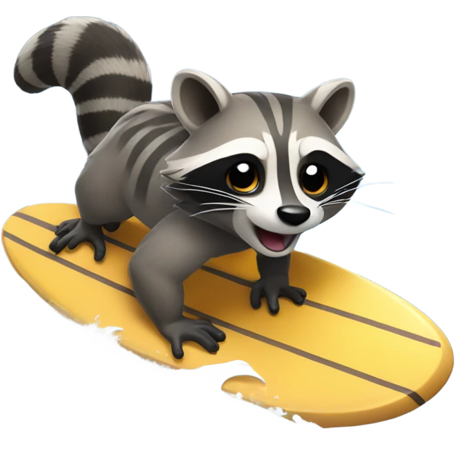 Raccoon surfing emoji