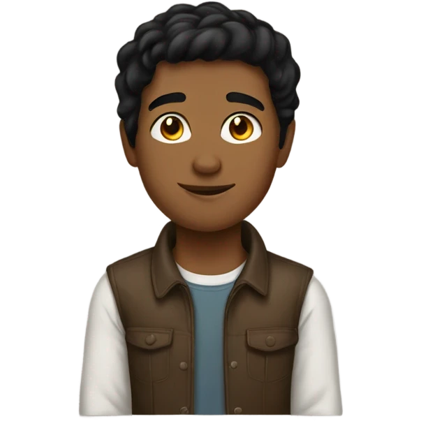 Brown boy with straight black hair and tall emoji