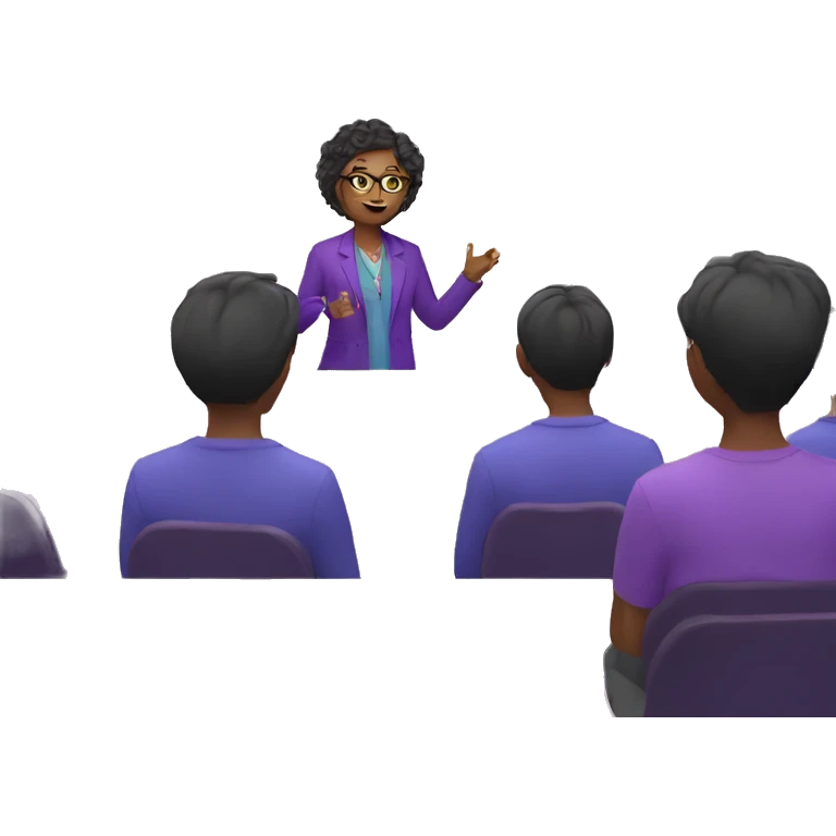 Purple humanised Cat psychologist leads the session emoji