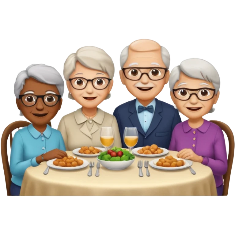 4 elderly people having dinner emoji