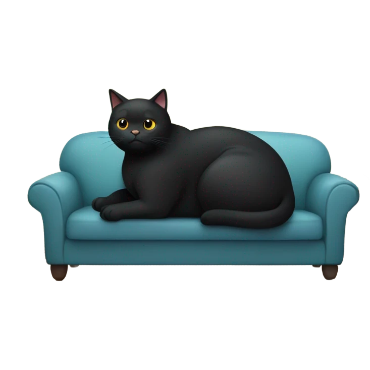 Very very very fat black cat sitting on a sofa emoji