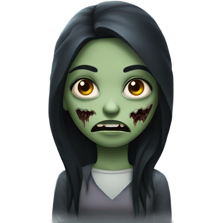 girl zombie with black long hair with teeth and serious face  emoji
