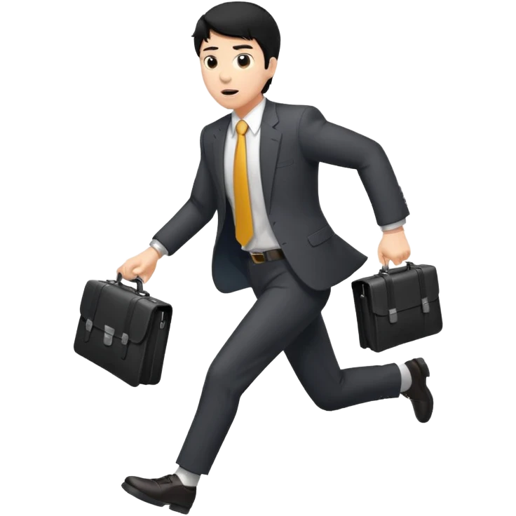 A black-haired man in a suit running with a briefcase emoji