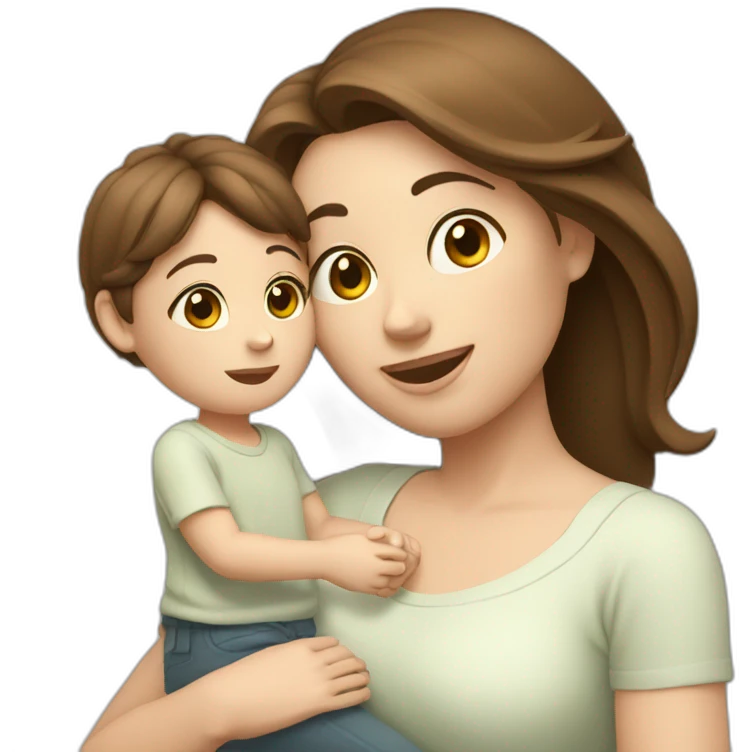 mother and child with brown hair5 and white skin full length emoji