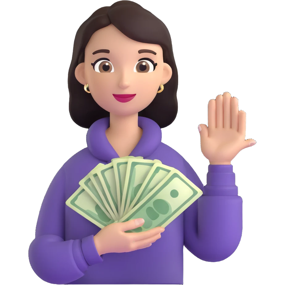 yellow woman with money emoji