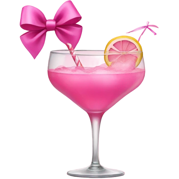 Pink cocktail with a pink bow emoji