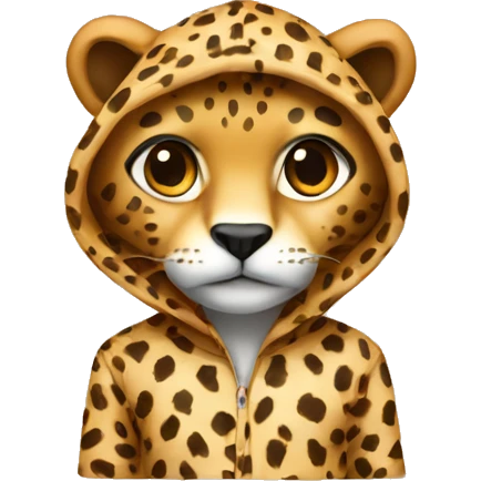 A fictional animal in cheetah pajamas with a hood emoji