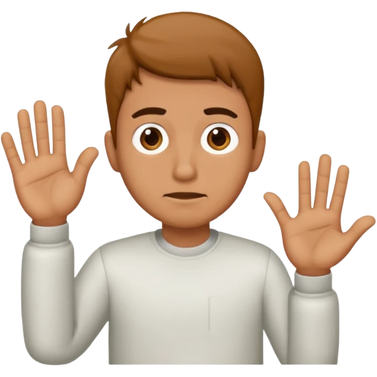 Confused guy with a 6 above his left hand and a 7 above his right hand emoji