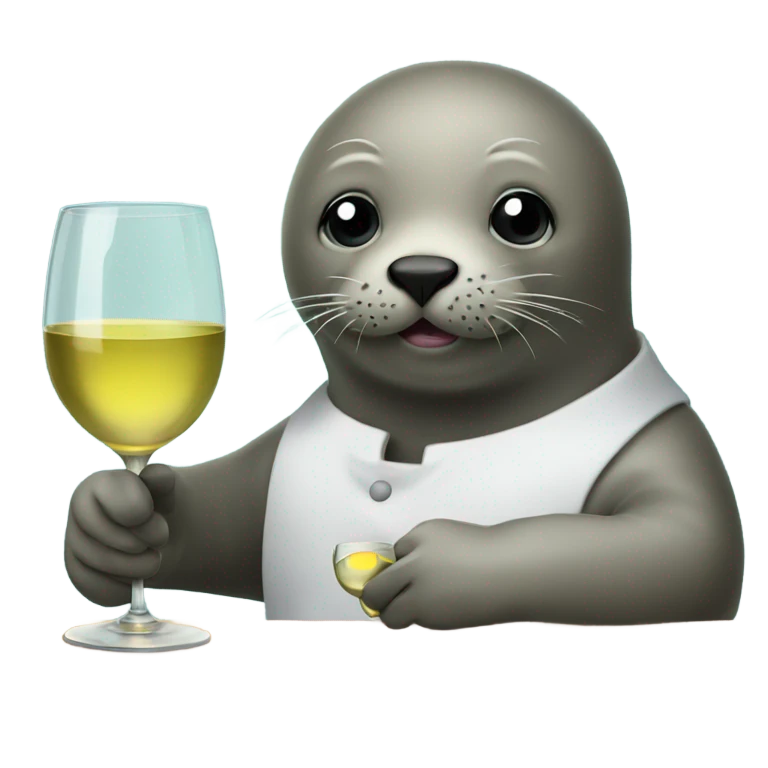 A seal holding a glass of white wine emoji