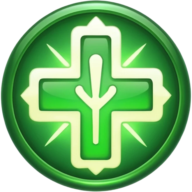 discord emoji's for a sword, shield, and a healing icon in the same style. Make it 3 separate emojis emoji