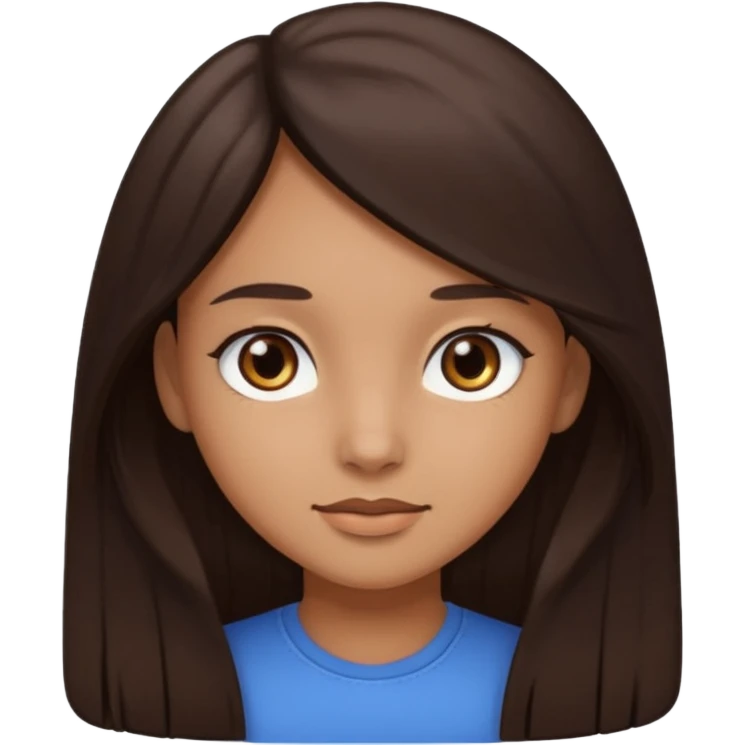 emoji of a girl with long dark brown hair, dark brown eyes, and light brown skin emoji