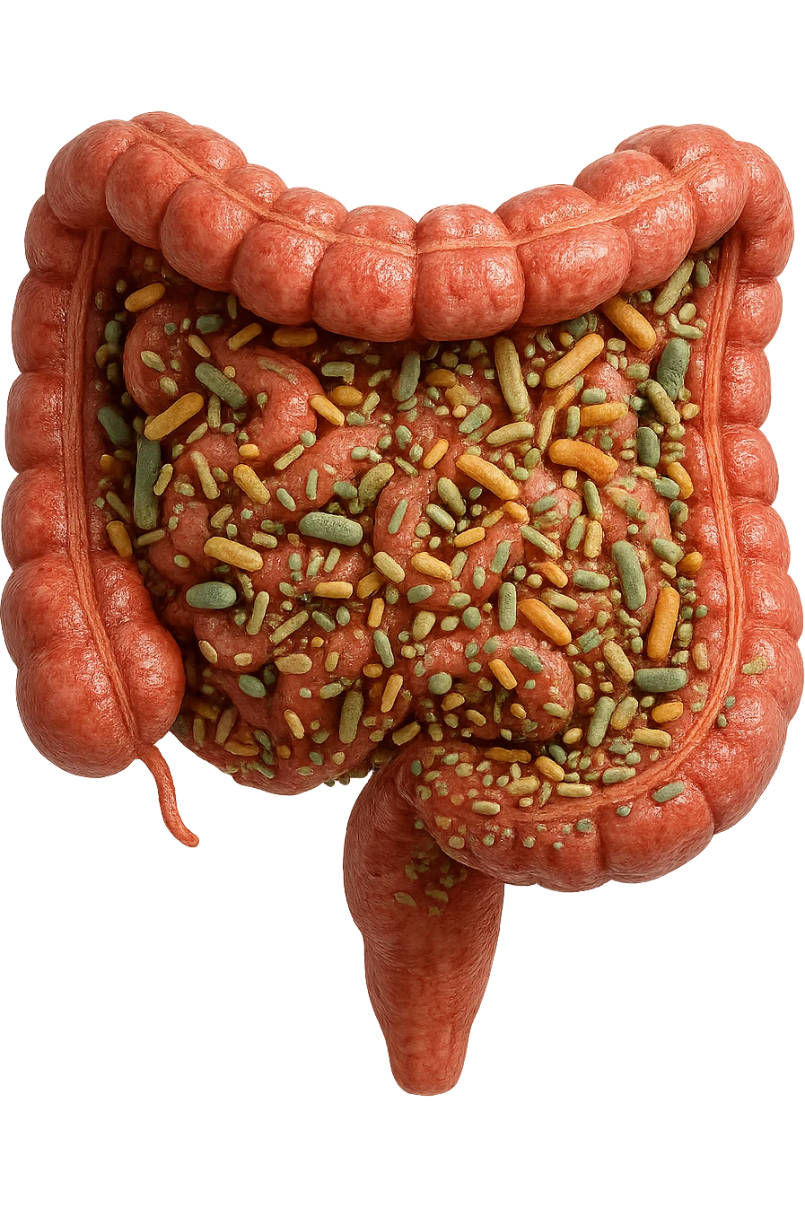 intestino umano pieno di batteri intestinali, iperrealistico 4k emoji