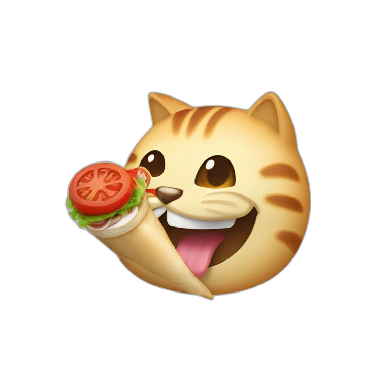 Un chat qui mange un kebab emoji