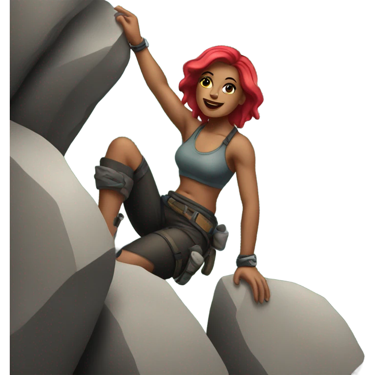 Beautiful tattooed woman climbing rocks emoji
