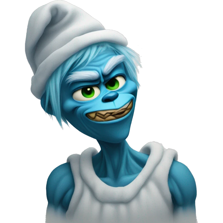 blue grinch with a text under it saying “that feeling when knee surgery is tomorrow” emoji