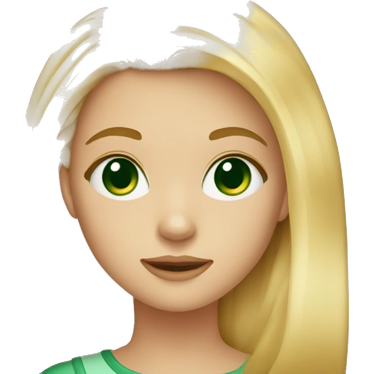 12 year old girl with blonde hair and dark green eyes emoji