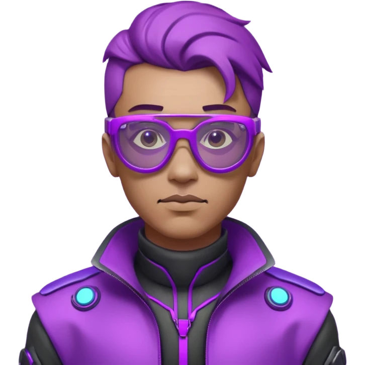 Cyberpunk man head 3d puruple glasses emoji