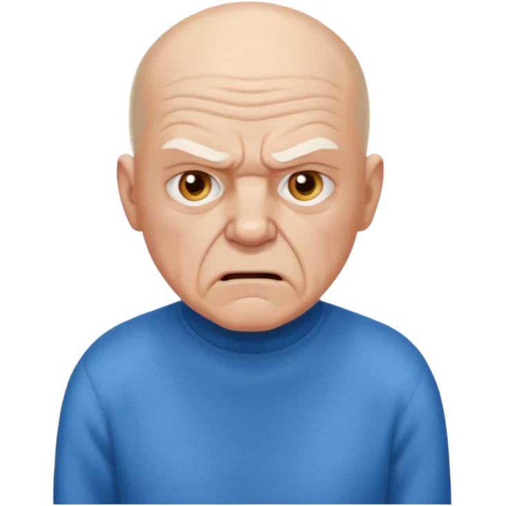 Old man, angry, blue sweater, bald
 emoji
