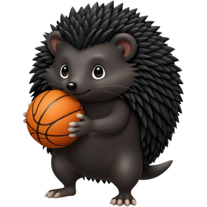 black hedgehog playing basketball emoji