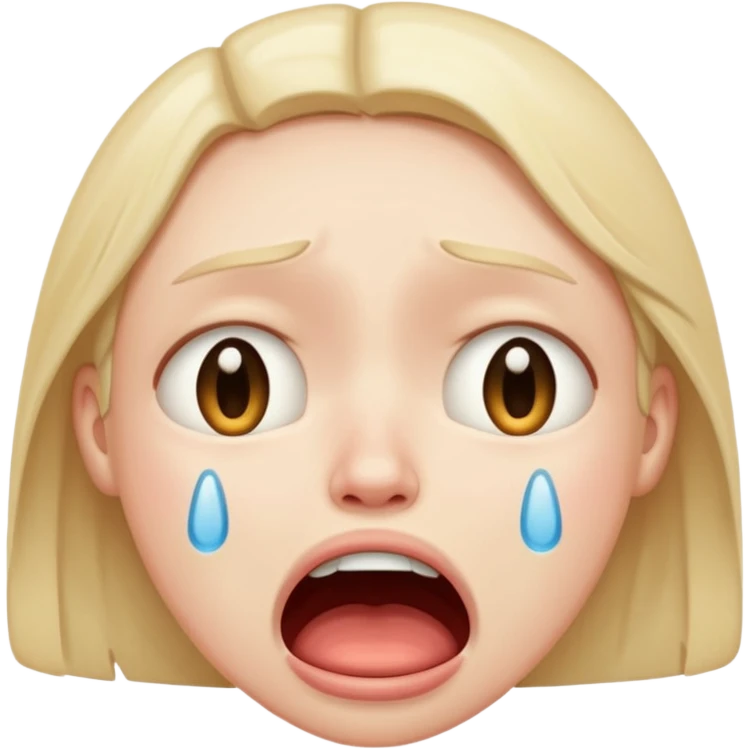 make a super sad face that its crying so hard that his mouth is super wide a normal emoji emoji