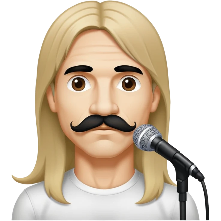 face of a rock singer with signature mustache and long hair, inspired by Anthony Kiedis emoji