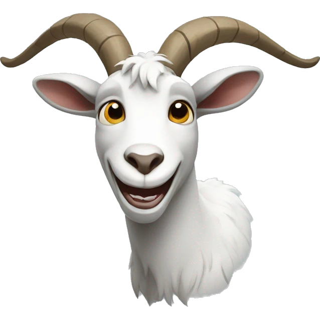 a grey and white goat making a weird face to make someone laugh emoji