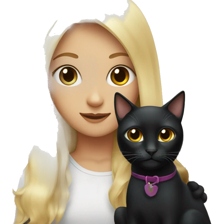Black cat with blonde girl  emoji