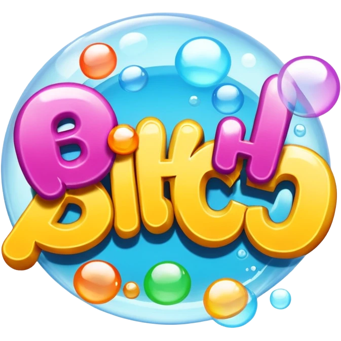 Letters in a big blurb-splash-bubble reading "BITCH!" emoji