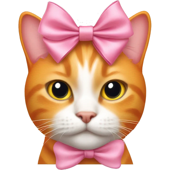 orange cat with a pink bow emoji