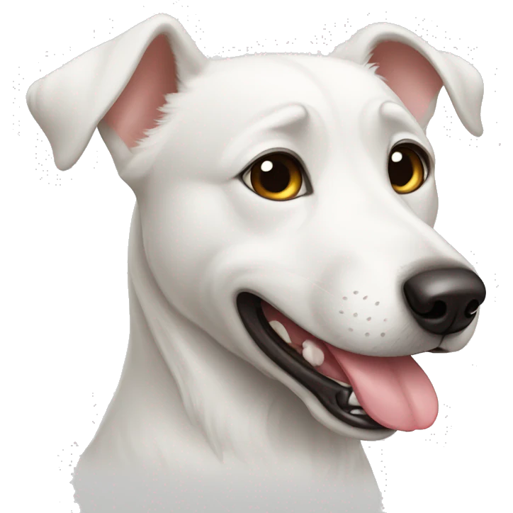 white dog lies and licks its paw emoji