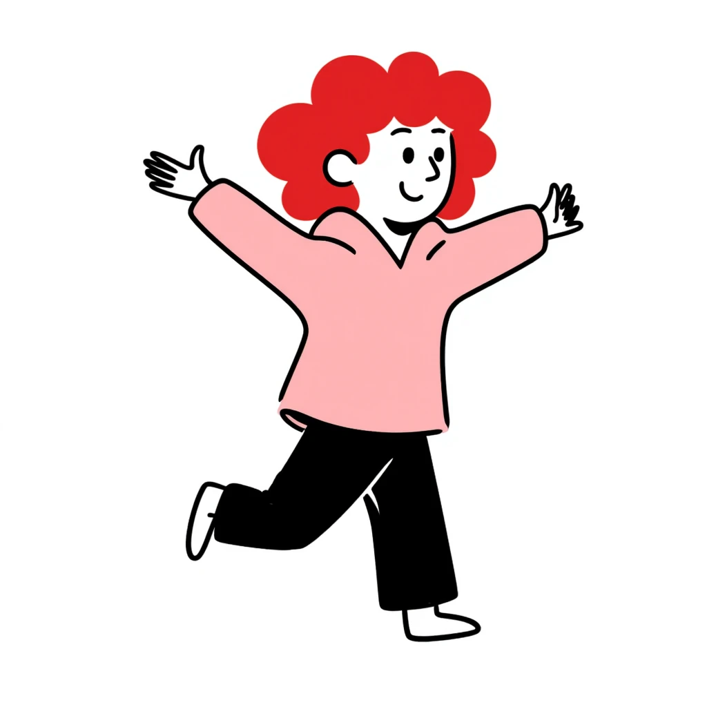 a girl with red curls and a pink hoodie emoji
