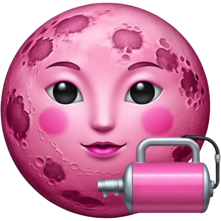 a pink full moon with a pink fuel pump, the fuel pump tube should be connected to the pink moon emoji