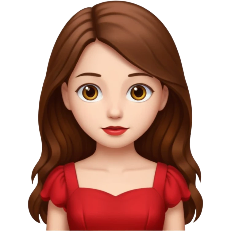 girl long brown hair and red dress emoji