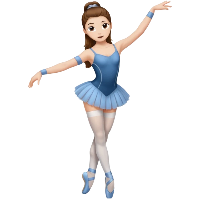 Ballet dancer in over the knee socks, leotard and long brown hair emoji