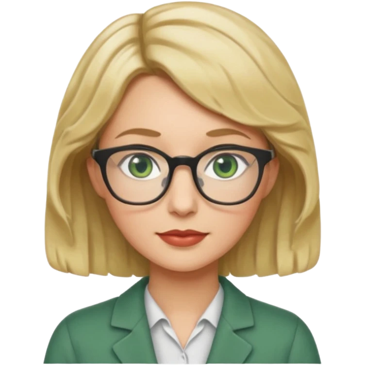 librarian teacher with short wavy blonde hair and green eyes emoji