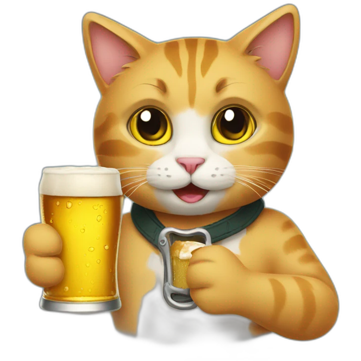 cat with Beer in hand emoji